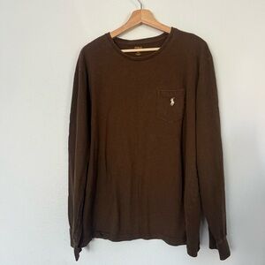 Polo Ralph Lauren T Shirt Mens  Brown Pony Casual Long Sleeve XL